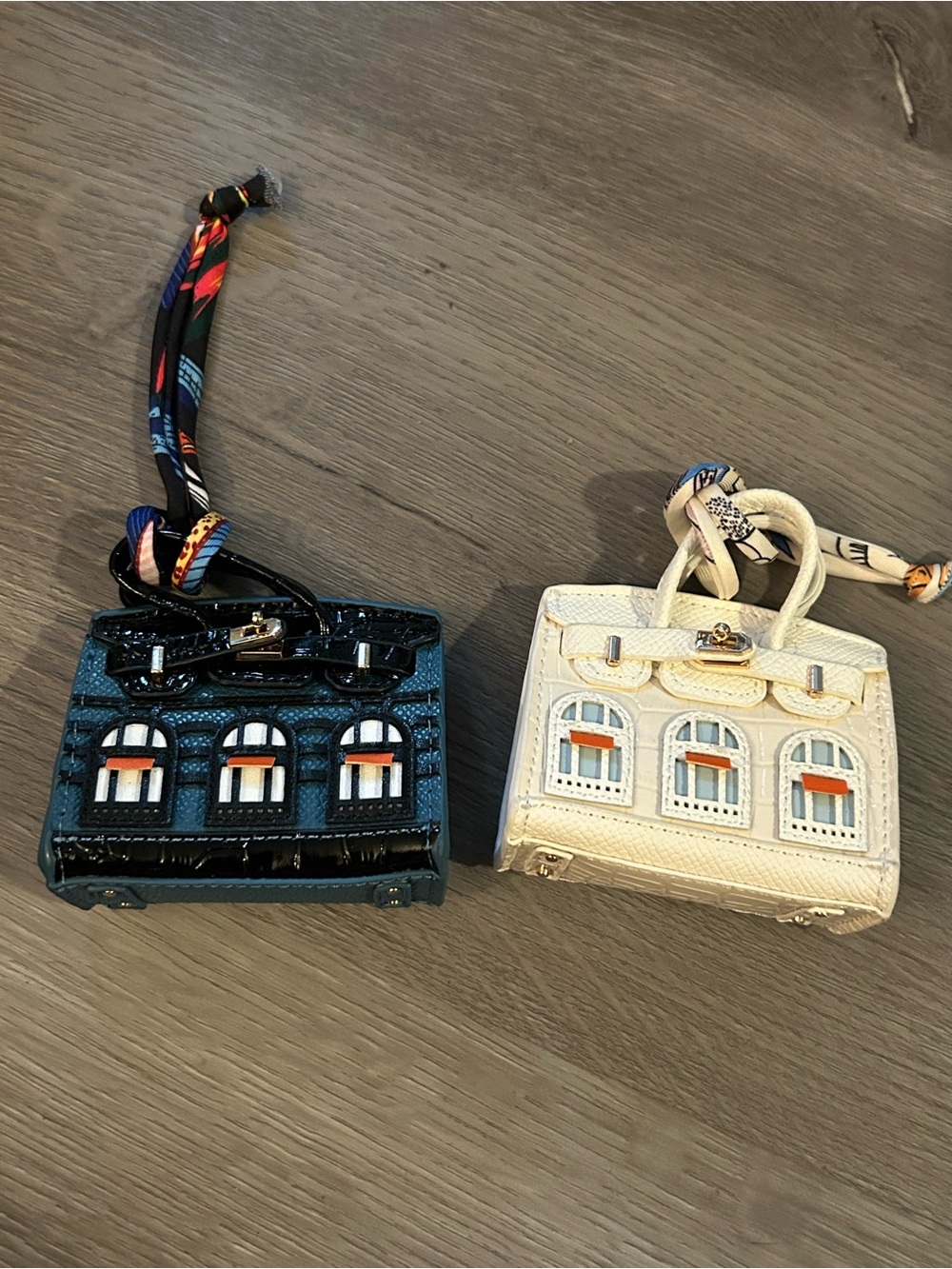 Mini Window Charm Bag - Navy and Cream